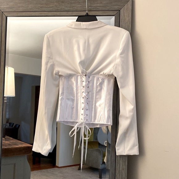 Duygu Ay Paris, US 6, satin corset blazer blanc, beautiful couture garment, NWT! - Picture 9 of 11